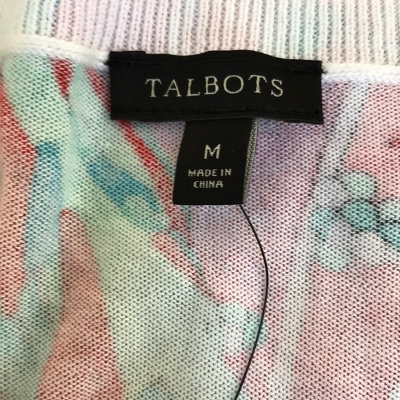 NWT! Talbots medium pink multi bird print cardigan - Picture 5 of 8